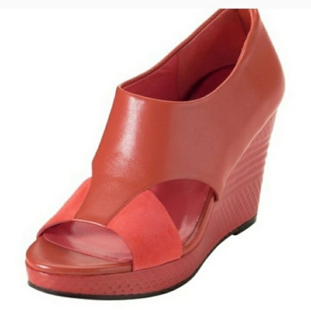 Cole Haan Leather Sandal open Toe zipper wedges Salmon Air Donella Size 9B